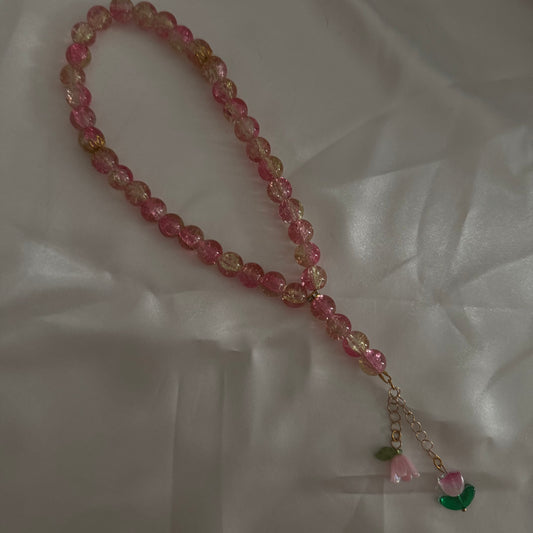 Pink tulip tasbeeh
